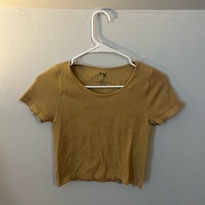 Women's Tan Ribbed Cropped Top